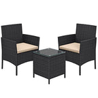 Garden Furniture Set - PE Polyrotan - Svart och grått