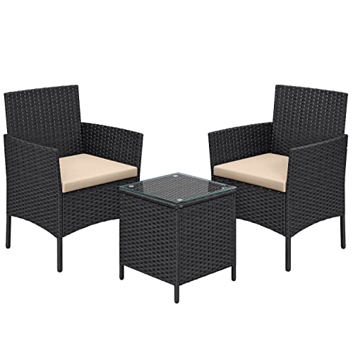 Garden Furniture Set - PE Polyrotan - Svart och grått