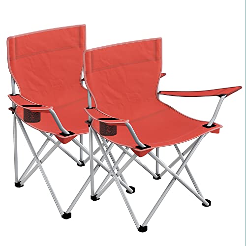 Campingstolar – Set om 2 med armstöd och mugghållare – Svart