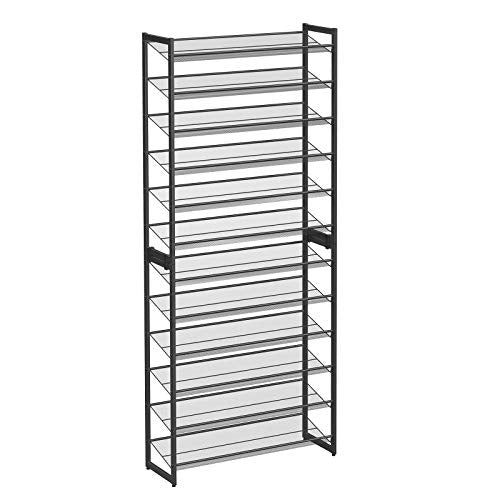 Shoe Rack - Uppsättning av 2 - Stackbar - 12 nivåer - Metal Frame - Svart