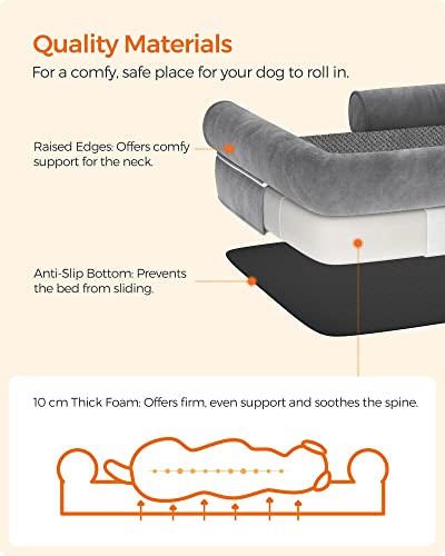 Hundbädd - Dogsofa - 120 x 85 x 25 cm - Löstagbart och tvättbart täckning - Grå