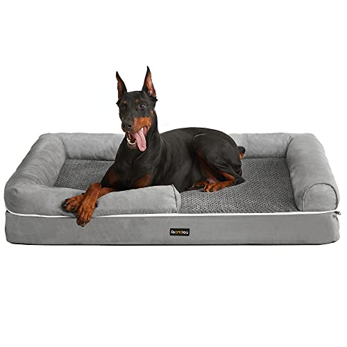 Hundbädd - Dogsofa - 120 x 85 x 25 cm - Löstagbart och tvättbart täckning - Grå