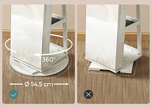 Smyckesskåp - Med spegel och LED-belysning - Vit med ådring