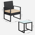 Garden Furniture Set - Lounge Set - Rattan Look - 2 stolar och glasbord - Svart