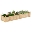 Blomlåda – Högbädd Trä Planteringslåda med Avskiljare Dräneringshål och Vävnadsfolie Trädgårdsbädd Planteringsbädd – 227 x 59,5 x 40 cm – Natur