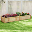Blomlåda – Högbädd Trä Planteringslåda med Avskiljare Dräneringshål och Vävnadsfolie Trädgårdsbädd Planteringsbädd – 227 x 59,5 x 40 cm – Natur