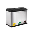 Avfallskärl – Pedalkorg med 3 fack – Silver/Svart
