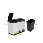 Avfallsbink - Kök Prullen Bin med pedal - 45 L (3 x 15 L) - Rostfritt stål - Silver/svart