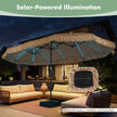Hawaii‑solparaply – med LED och paraplystativ, halmparaply vev, solskydd metallstödben – 12 450 cm