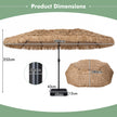 Parasoll – i hawaiisk stil med stativ halmtak, vev och metallribbor – 12 450 cm – Brun