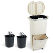 38L – Soptunna med Utbytbar Hink och Lock Fotpedal Hjul Sopkärl – 2 – Beige