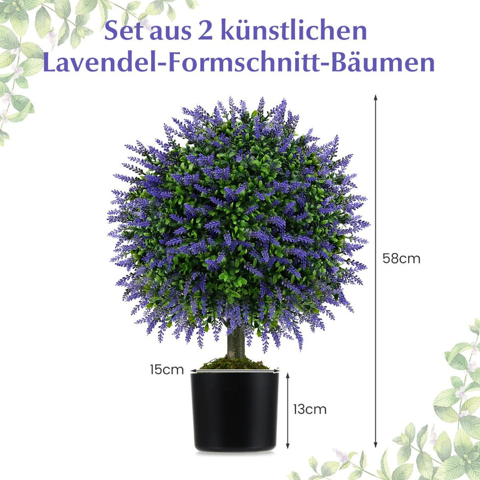 stycken – konstväxt med lavendeltträd i och buxbomblad konstträd kruka – 2 58 cm – Lila