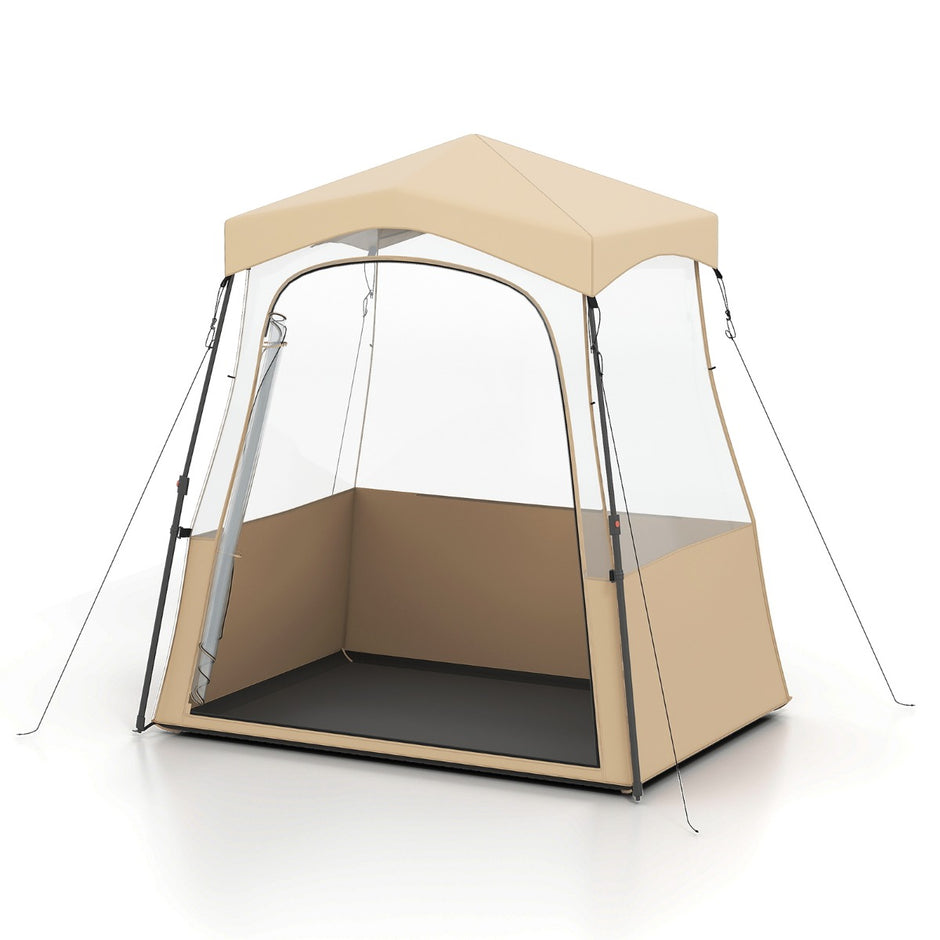 Sporttält – Transparent med klar sikt och Robust ram Bärväska – 183 x 135 x 175 cm – Brun