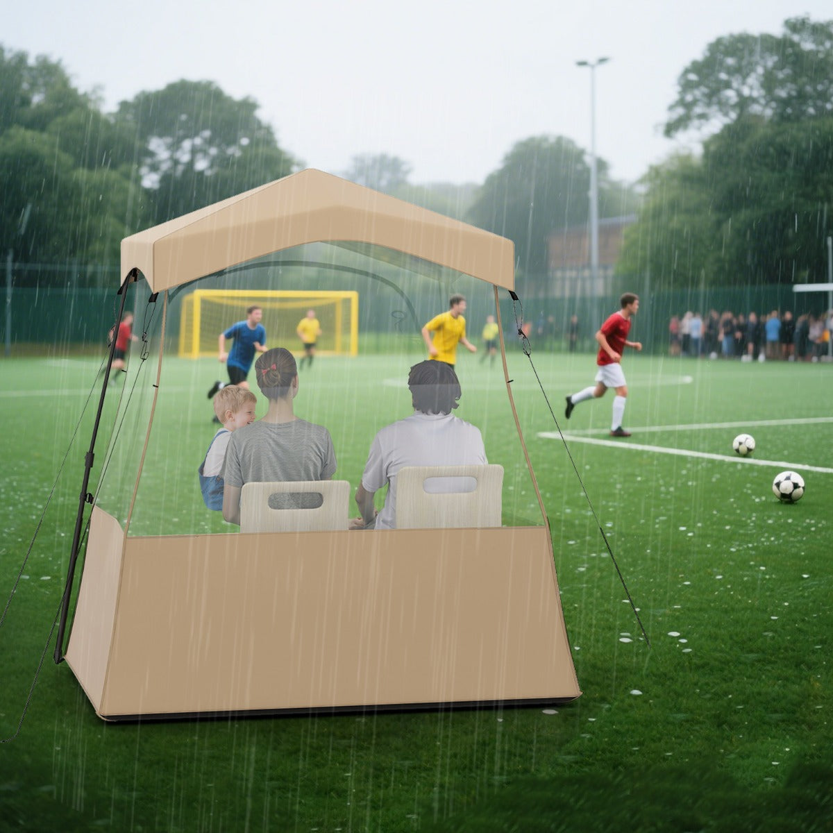 Sporttält – Transparent med klar sikt och Robust ram Bärväska – 183 x 135 x 175 cm – Brun