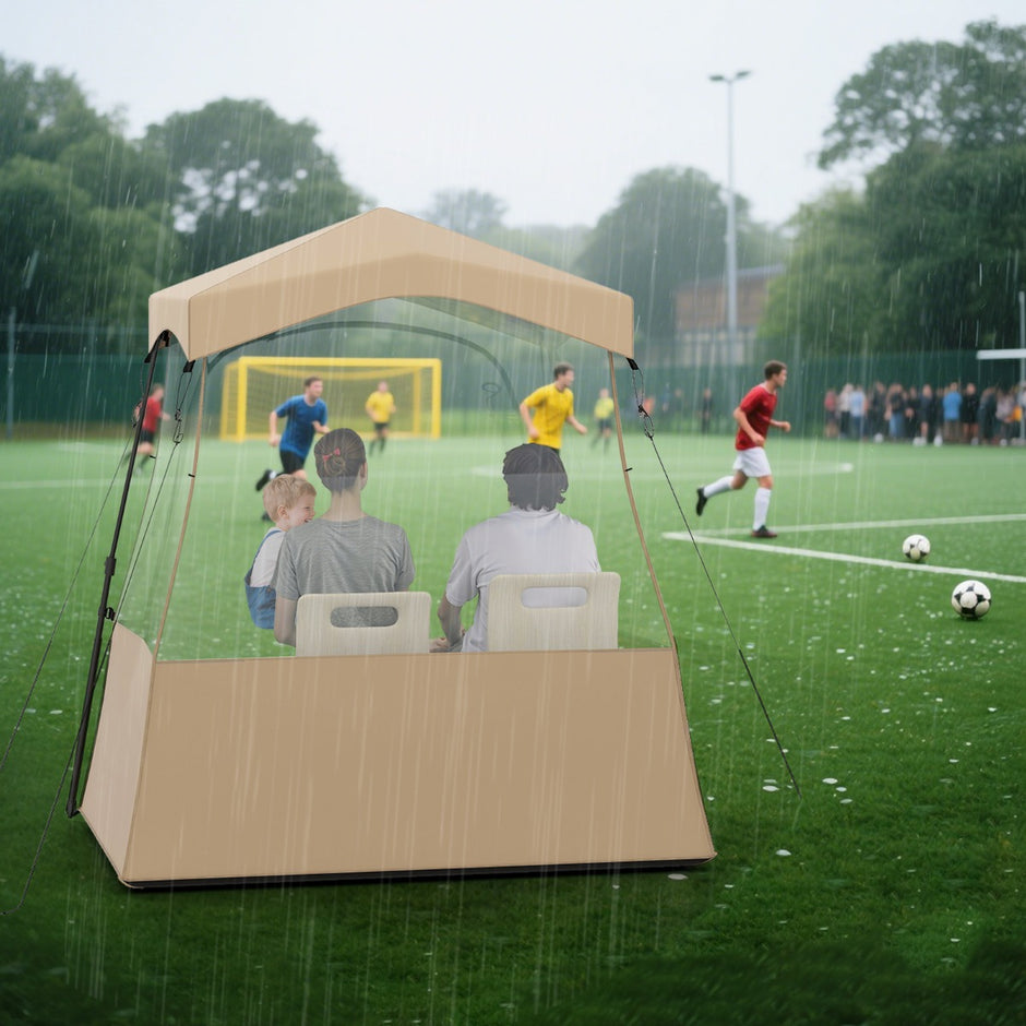 Sporttält – Transparent med klar sikt och Robust ram Bärväska – 183 x 135 x 175 cm – Brun