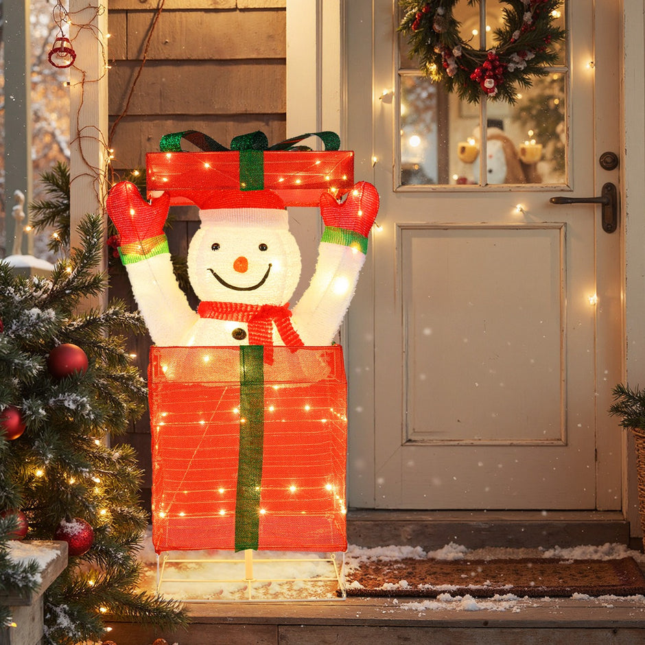 LED snögubbe – i presentförpackning med varmvita lampor Upplyst juldekoration – 100 – Färgglad