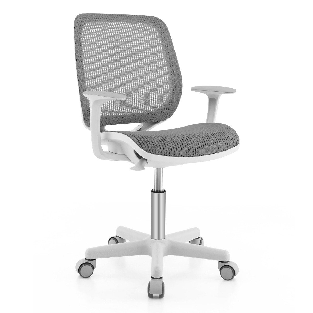 Höj – och sänkbar barnsnurrstol med sitsbroms Ergonomisk skrivbordsstol Kontorsstol – Grå