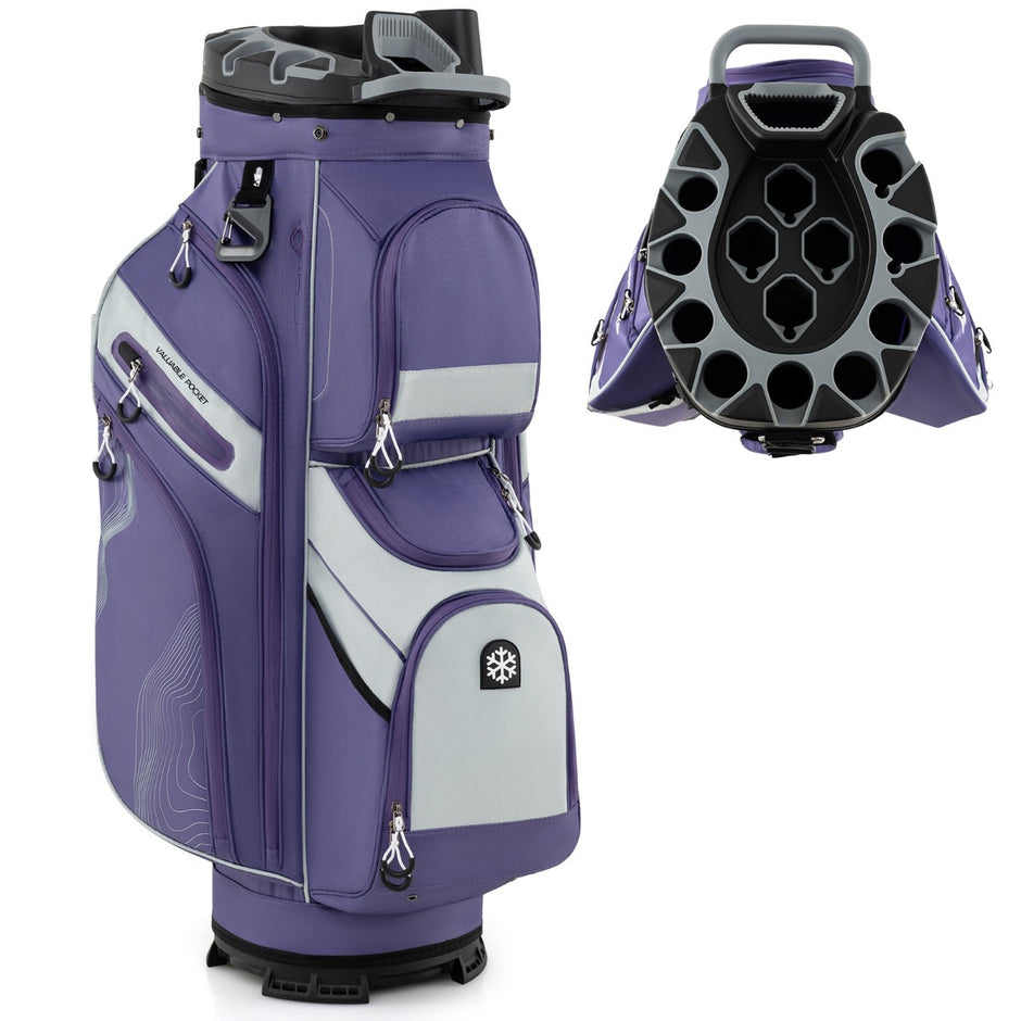 Golfbag – med fack och bärrem regnskydd fickor Lätt golfvagnsbag – 14 11 – Lila