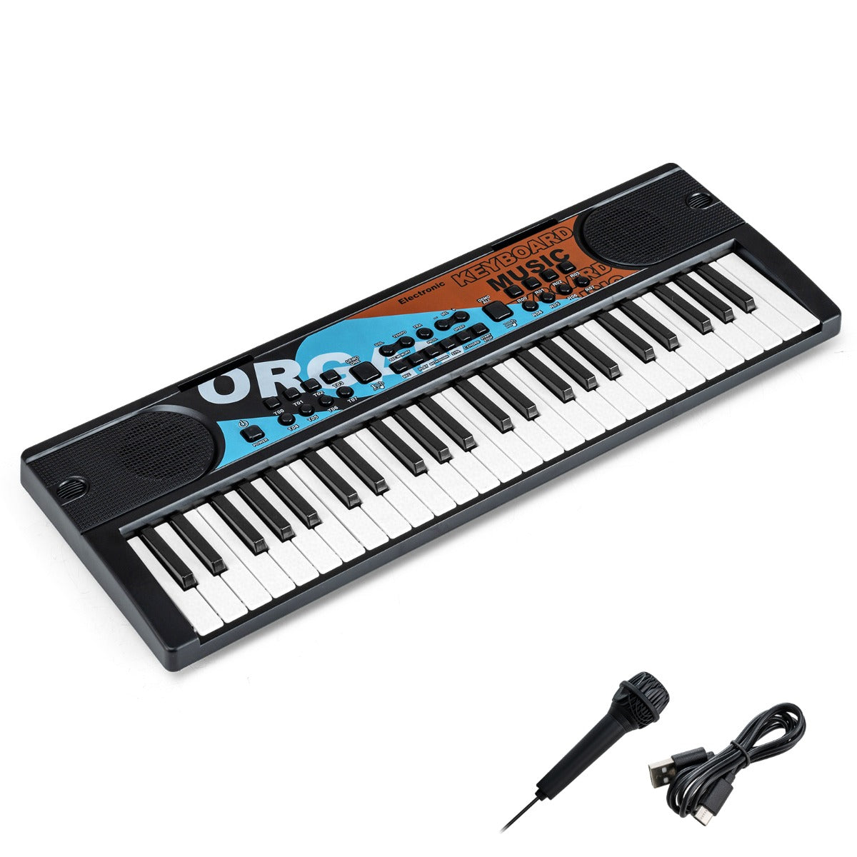 tangenter – barnpiano keyboard med rytmer och ljud Bärbart elektriskt – 49 8 8 – Svart