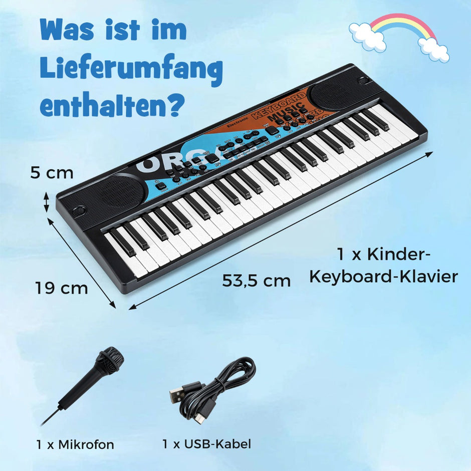 tangenter – barnpiano keyboard med rytmer och ljud Bärbart elektriskt – 49 8 8 – Svart