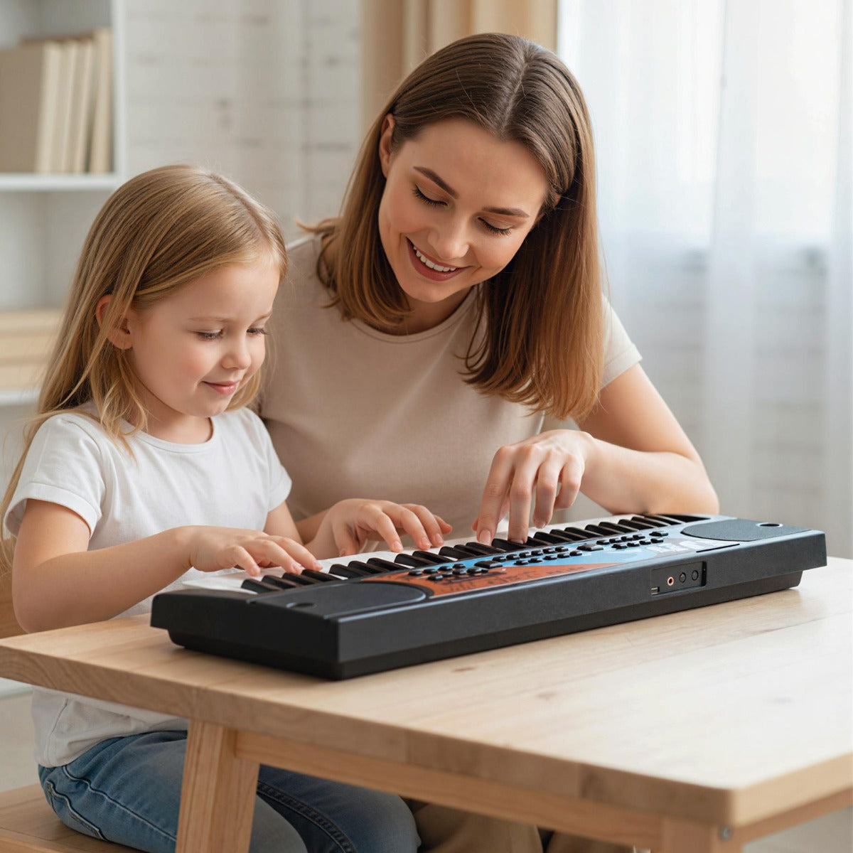 tangenter – barnpiano keyboard med rytmer och ljud Bärbart elektriskt – 49 8 8 – Svart
