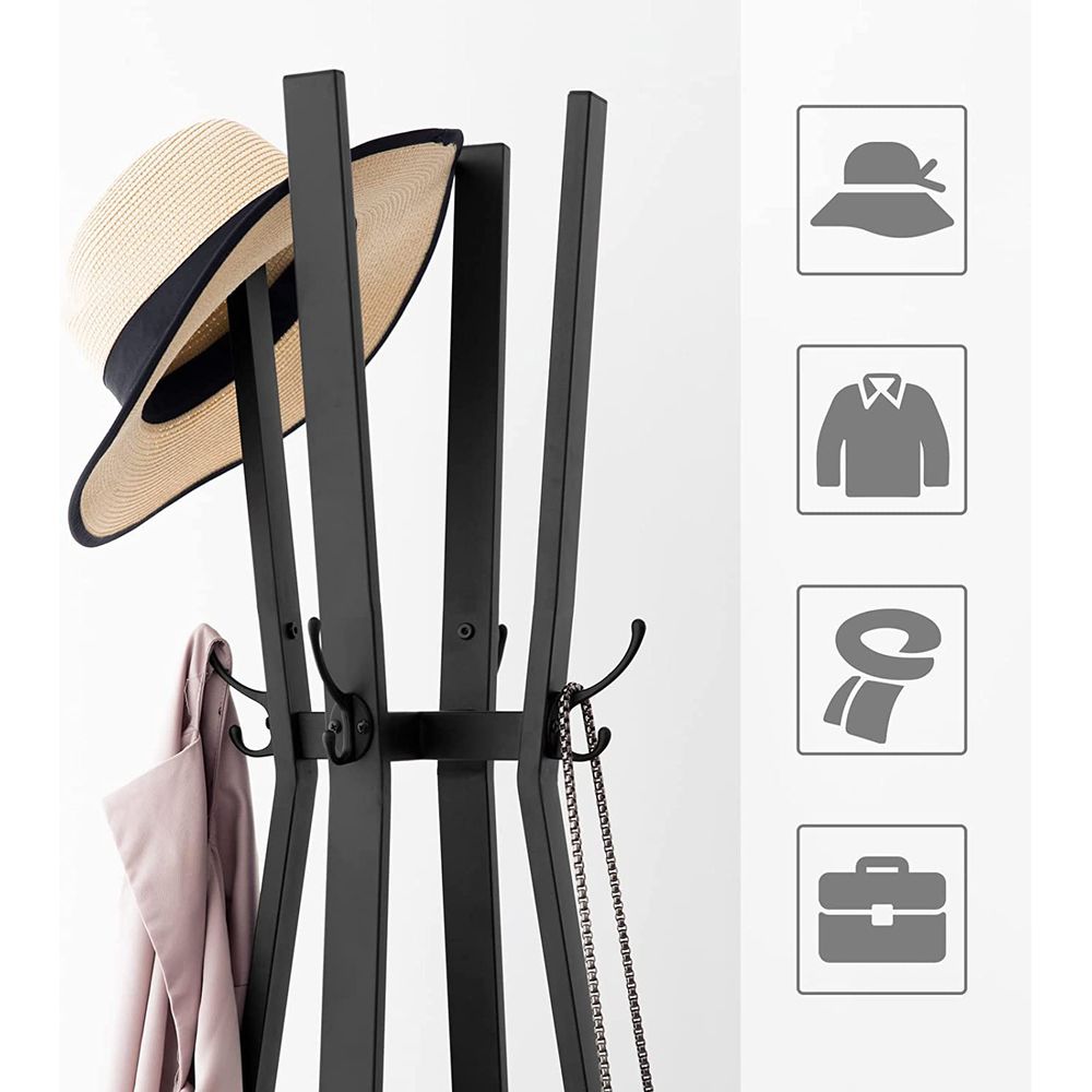 Klädhängare - Med 3 hyllor och 8 krokar - Industriell design - Gråsvart