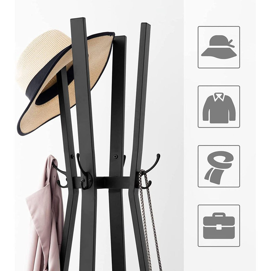 Klädhängare - Med 3 hyllor och 8 krokar - Industriell design - Gråsvart