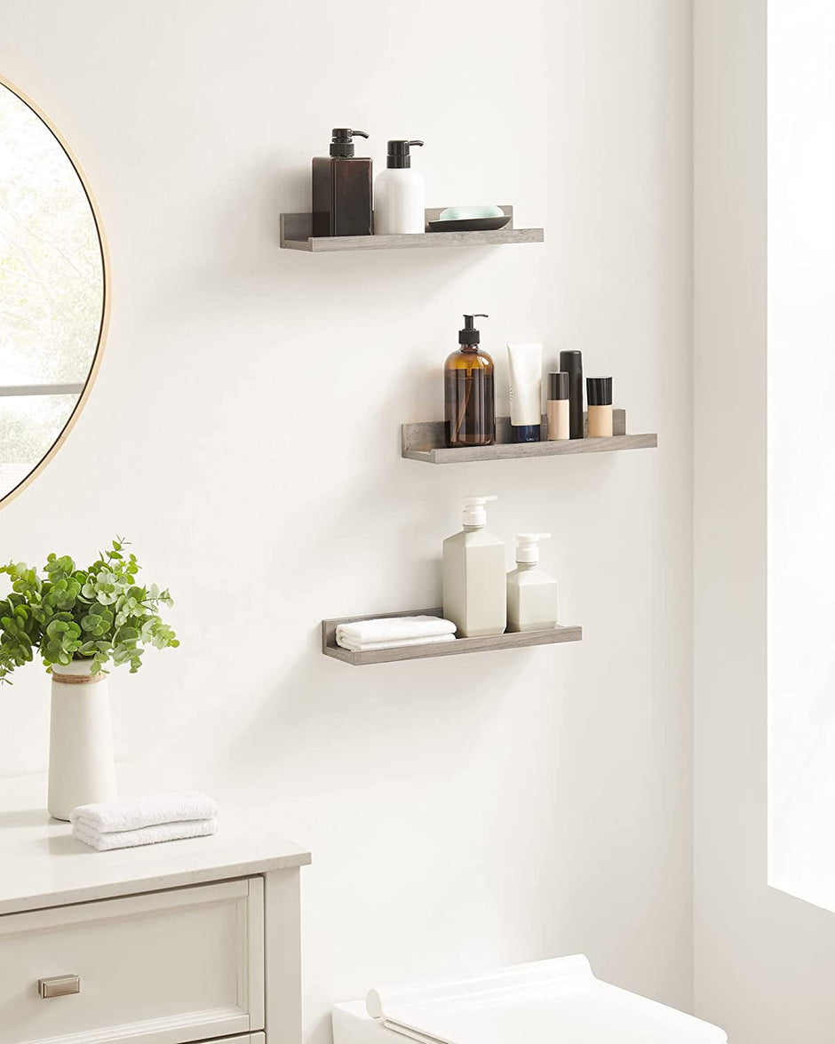 Vägghylla Set om 3 – Flytande och dekorativ – Grå