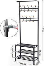Coat Rack - med 3 skosträd - med 18 krokar - Metall - 68,8 x 35,2 x 187 cm