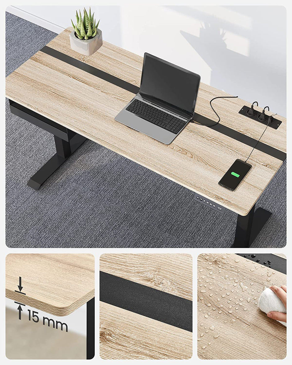 Elektriskt skrivbord - Höjdjusterbart med minnesfunktion - Vit