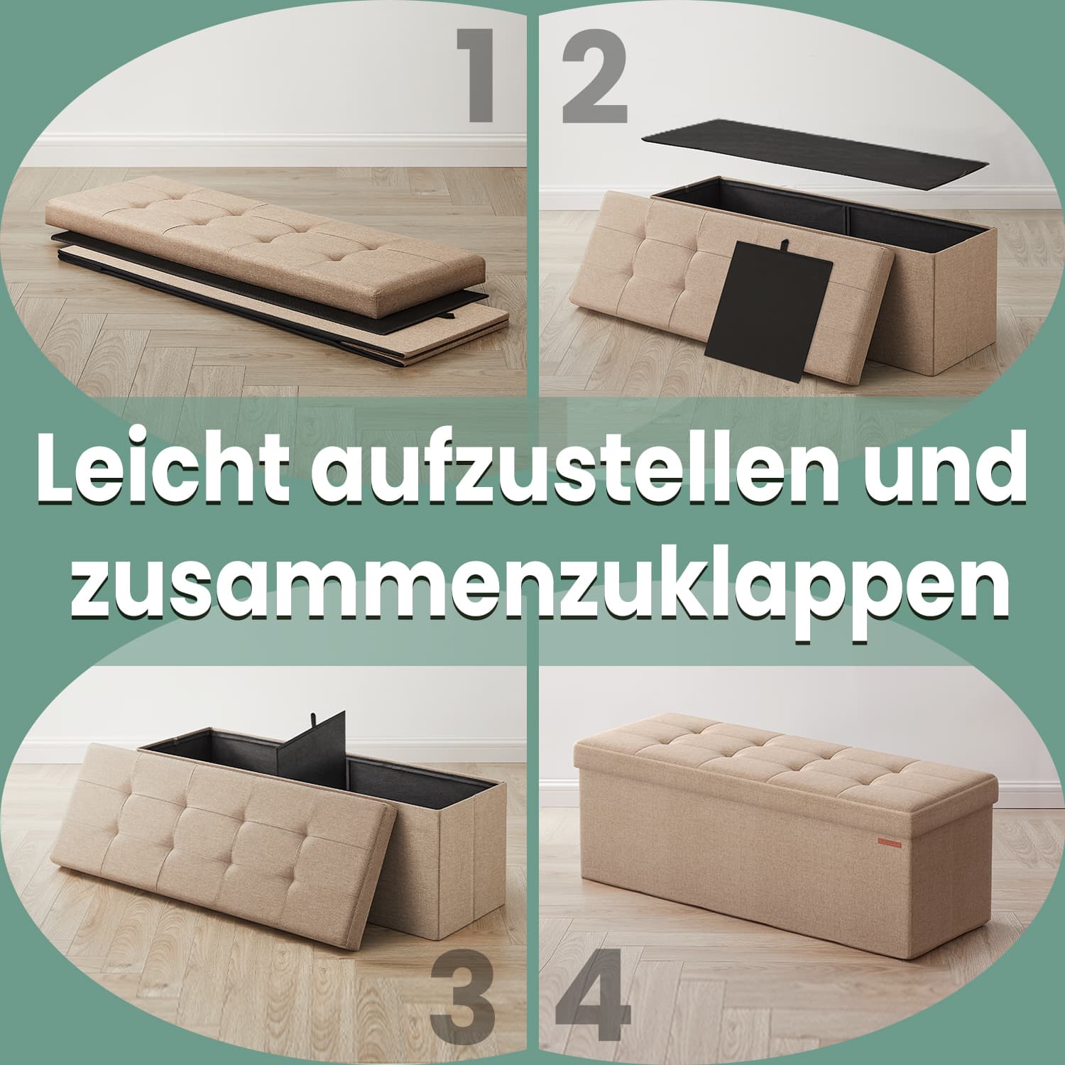 Soffa med lagringsutrymme - 38 x 110 x 38 cm - säteslåda - stort format (3)