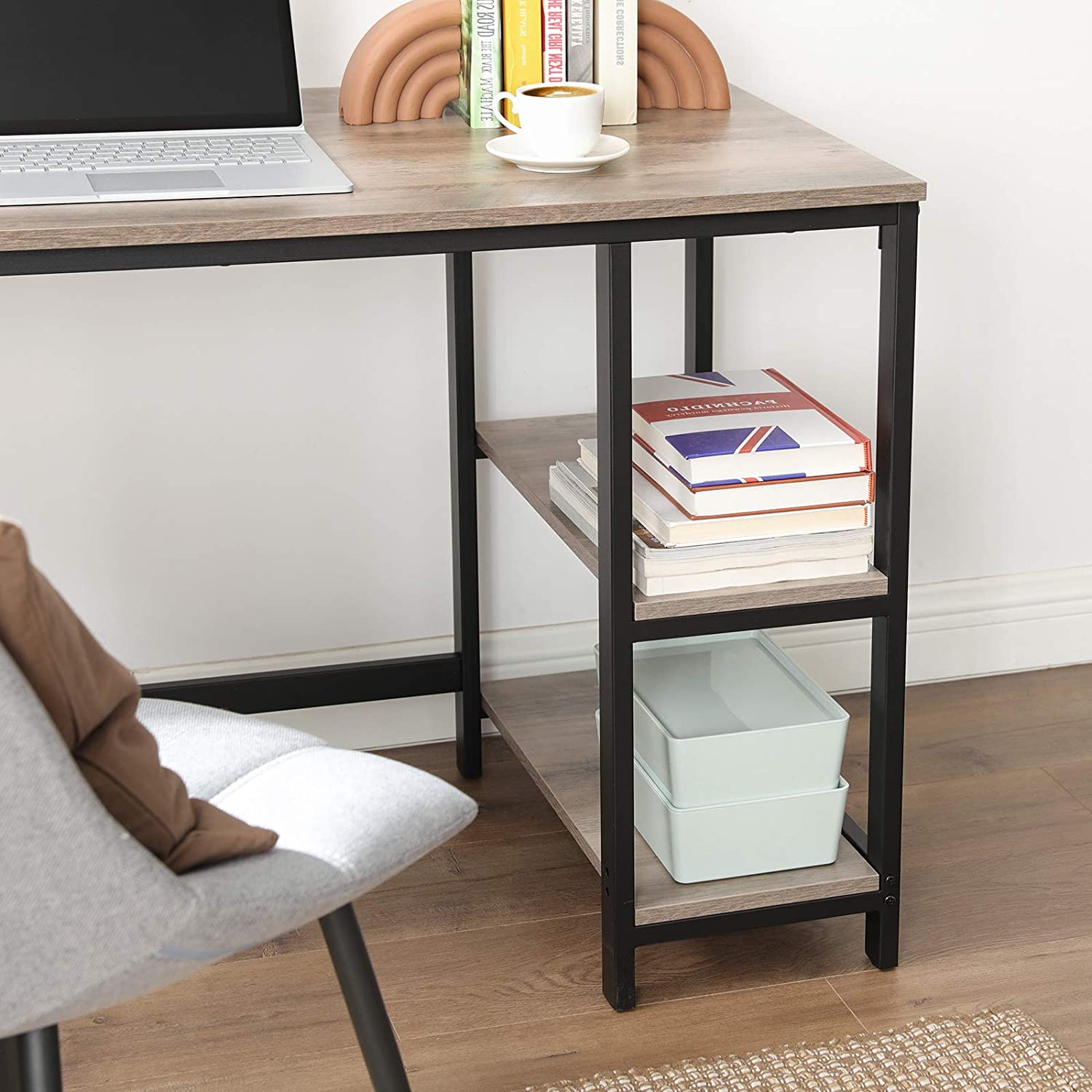 Bureau - L -Hoekbureau med 2 hyllor - Space -Saving - Industrial Design