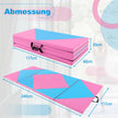 Fällbar – mjuk golvmatta Bärbar gymnastikmatta Yogamatta Rosa + – 240 x 117 x 5 cm – Ljusblå