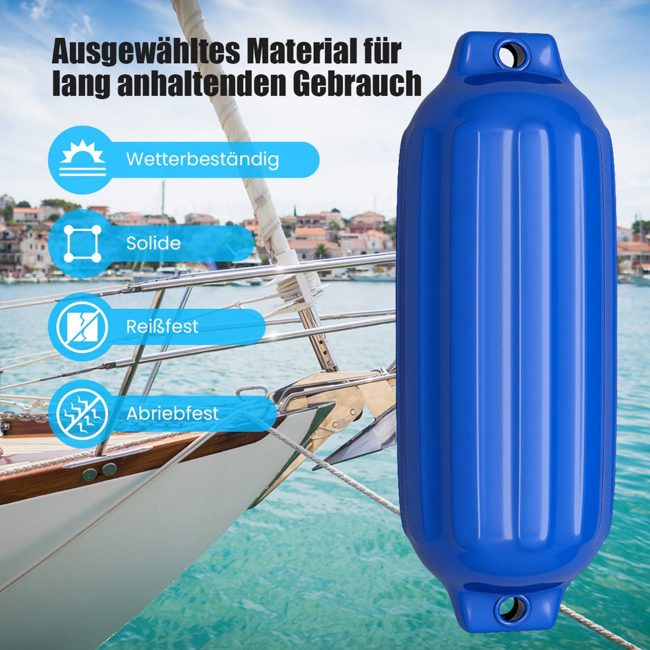 Pack – Boat Fenders för dockning Ribbed Bumpers – 4 – Blå