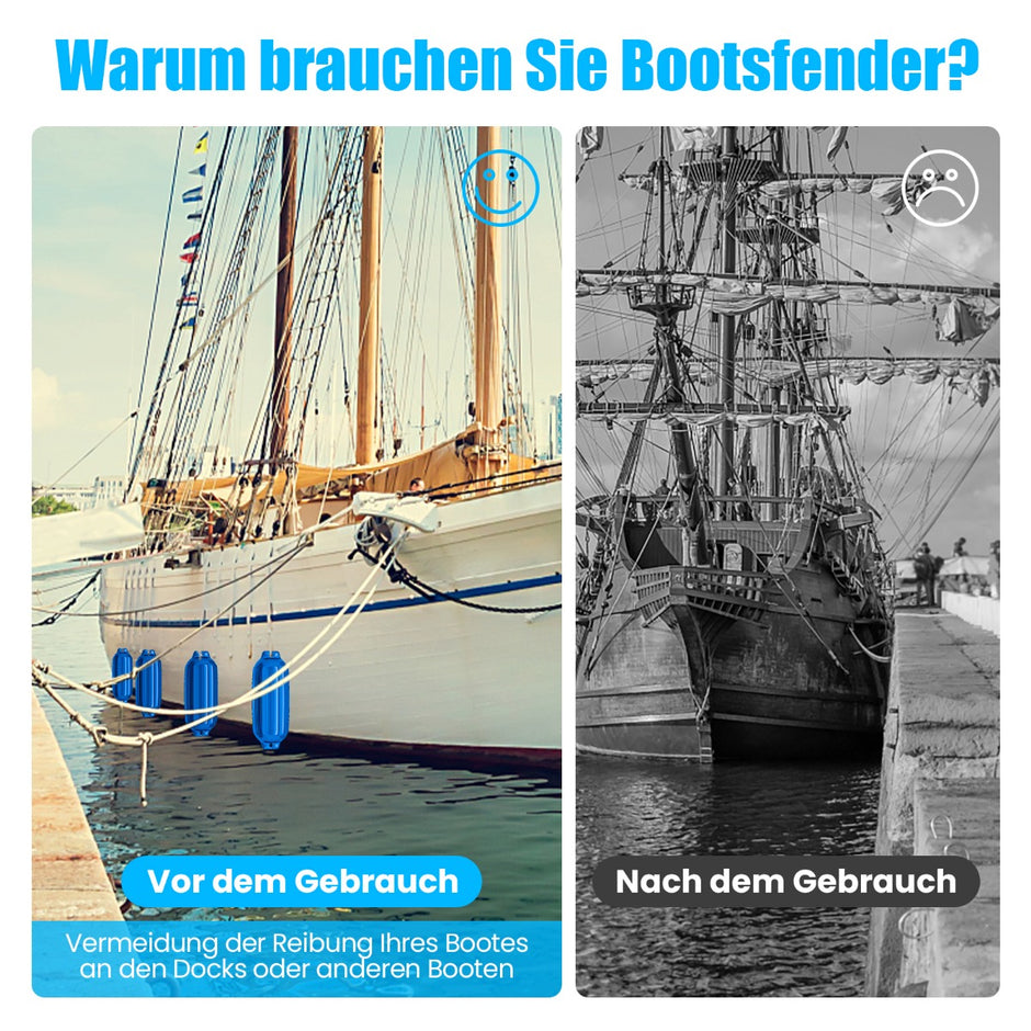 Pack – Boat Fenders för dockning Ribbed Bumpers – 4 – Blå