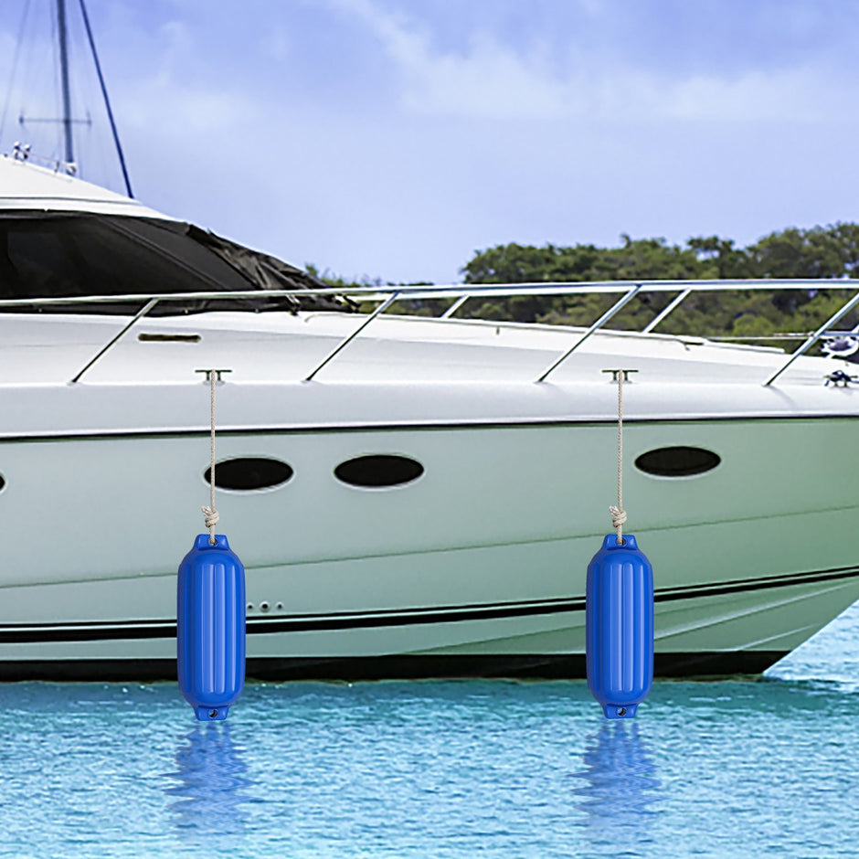 Pack – Boat Fenders för dockning Ribbed Bumpers – 4 – Blå