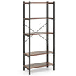 stegs – bokhylla fristående industriell i trä med metallram – 5 66 x 34 x 161 cm – Rustik brun