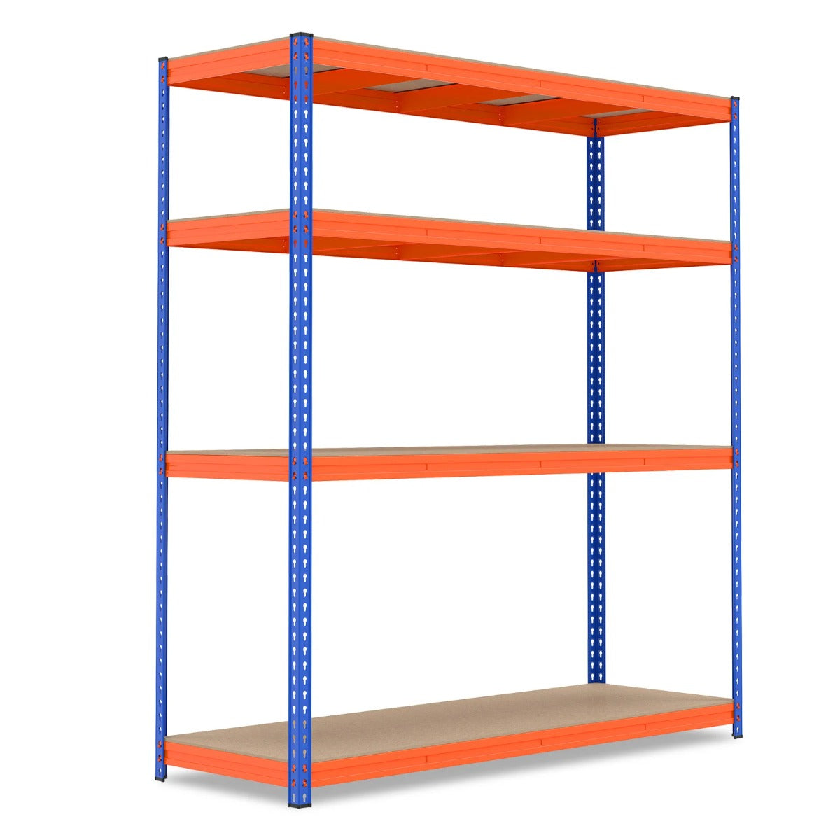 vånings – metallhylla med justerbara hyllplan Tunglastshylla Belastbar upp till – 4 2400 kg – Orange