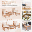 delat – Rattan Trädgårdsmöbel Set Balkongmöbler med fåtöljer puffar och vånings kaffebord Loungeset – 5 2 2 2 – Natur