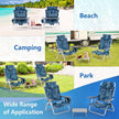 Set – Strandstolar Med Bord Vikbara Campingstolar Justerbart Ryggstöd – 2 – Marinblå