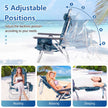 Set – Strandstolar Med Bord Vikbara Campingstolar Justerbart Ryggstöd – 2 – Marinblå