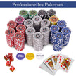 delade – Casino Poker Set med marker och spelkort tärningar dealer bordsduk – 500 – Silver