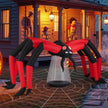 Lång – uppblåsbar halloweenspindel, läskig spindeldekoration med röda tunnelögon och LED belysning – 313 cm – Röd