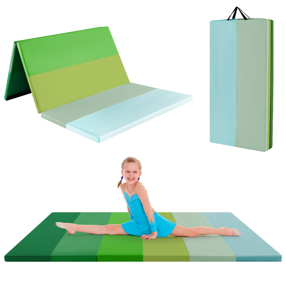 Vikbar – tumblingmatta Mjuk golvmatta Gymnastikmatta faldig i PU med bärhandtag – 180 x 120 cm 3 – Grön