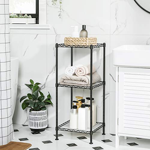 Badrumshylla - skåp - metallställ - 3 nivåer - 30 x 30 x 73 cm - svart