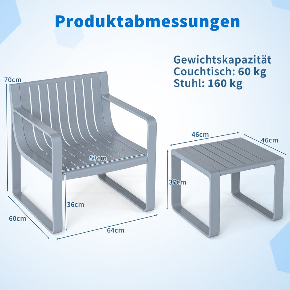 delat – trädgårdsmöbelset av PP Väderbeständigt balkongset med trädgårdsstolar och bord Balkongmöbler – 2 – Grå