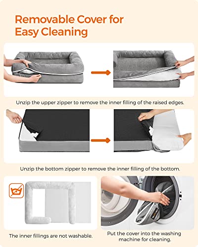 Hundsäng – Bekväm hundsoffa med avtagbart överdrag – Ljusgrå