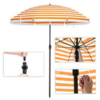 Strandparasol - Ø 160 cm - vikbar - randig orange / vit