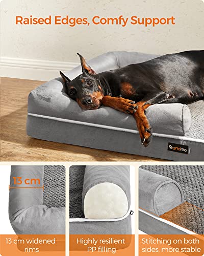 Hundbädd - Dogsofa - 120 x 85 x 25 cm - Löstagbart och tvättbart täckning - Grå