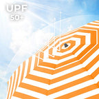 Strandparasol - Ø 160 cm - vikbar - randig orange / vit